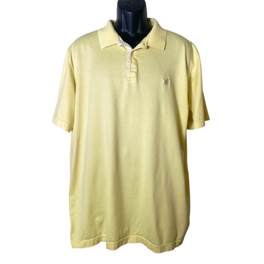 CHAPS GOLF Polo Shirt Men Size XL Yellow‎ Short Sleeve Casual Golf Logo